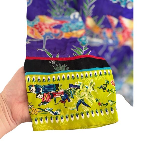 90'S VTG. RARE CHICOS DESIGN 100% SILK FAR EASTERN AESTHETIC TUNIC DRESS L/XL - Picture 3 of 7